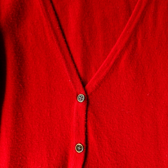 Merona Red Knit Button Up Sweater with Ruffle Trim Size M - Picture 2 of 5